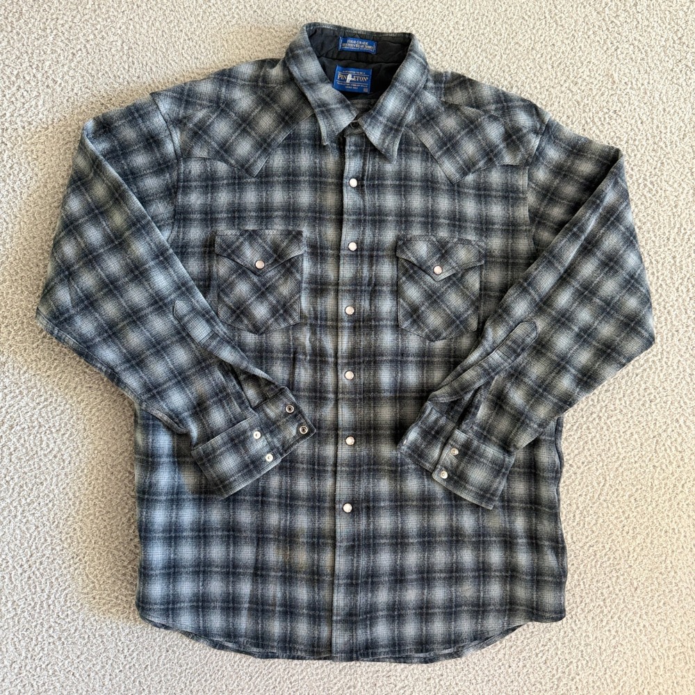Pendleton High Grade Western Wear Shirt Mens XXL Virgin Wool Pearl Snap Plaid